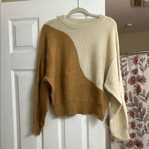 Colorblock Beige and Brown Women's Sweater